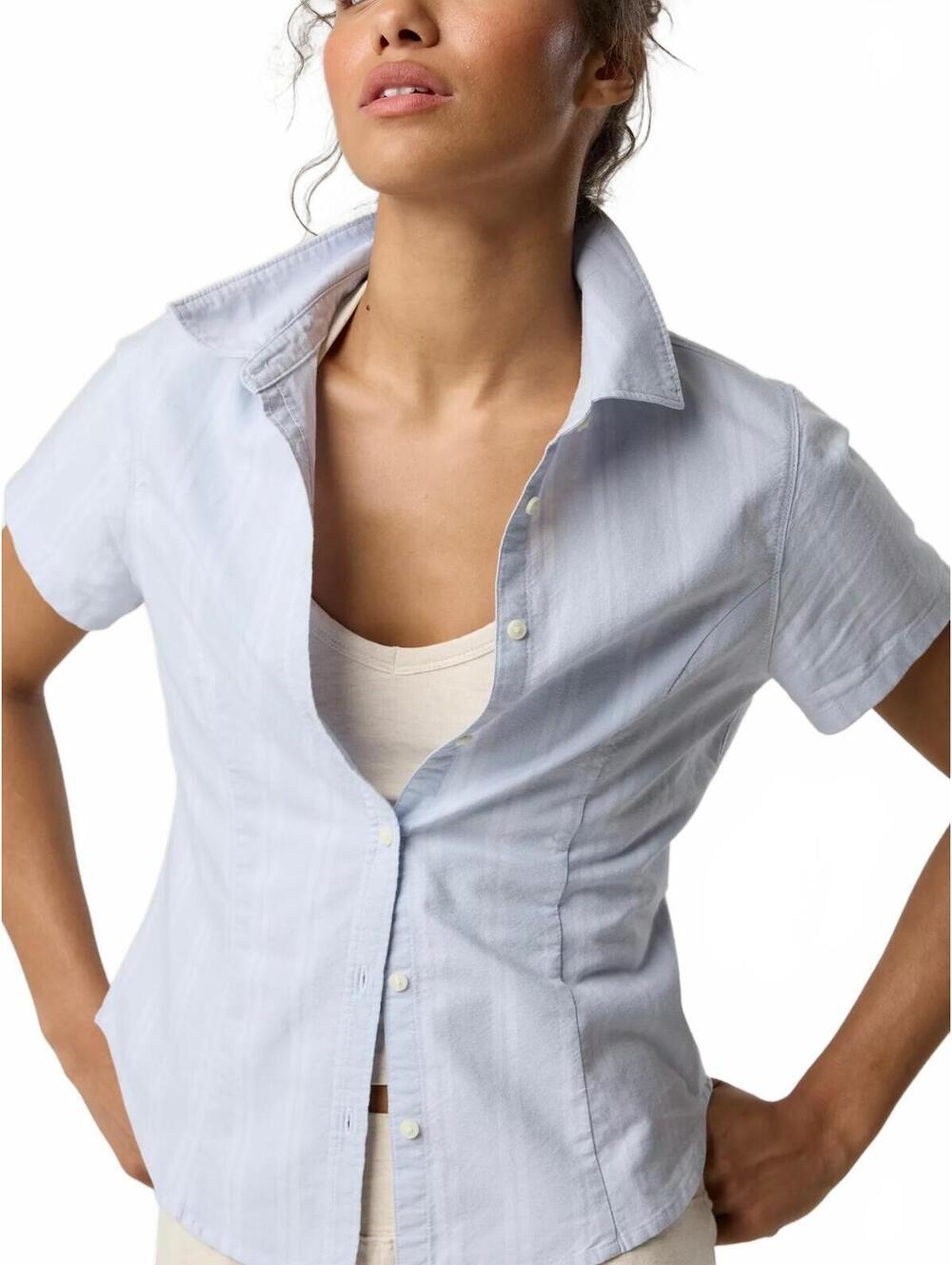 AE OFFLINE By Aerie Oxford Slim Short Sleeve Button Up Shirt American Eagle NWT